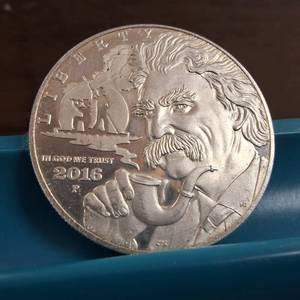 lot 192 image: The 2016-P Mark Twain Commemorative Silver Dollar  90% Silver  rare collectible