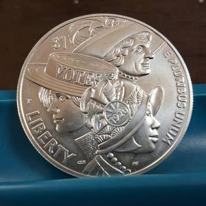 lot 201 image: 2020 Womens Suffrage Centennial Silver Dollar  99.9% Silver, Philadelphia struck  26.730 grams