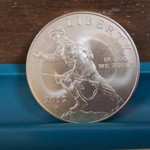 lot 240 image: 2012 West Point Infantry Soldier Silver Dollar  90% silver  26.73 grams