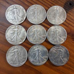 lot 261 image: 1939-1947 Walking Liberty Half Dollar Sequential Collection of NICE condition 90% Silver (9 coins)