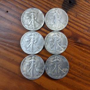 lot 264 image: 1933-1939 Walking Liberty Half Dollar Sequential Collection of NICE condition 90% Silver (6 coins)