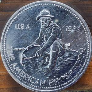 lot 383 image: Bright Uncirculated 1984 ENGELHARD 1 oz .999 Bullion  �The American Prospector�