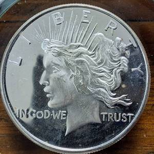 lot 335 image: 1 OZ .999 Fine Silver Bullion  Peace & Liberty  In God We Trust  31.01 grams