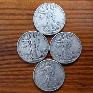lot 342 image: Lot of 4 1944 Walking Liberty Half Dollars  Circulated 90% Silver (4 coins � 2 dollar face value)