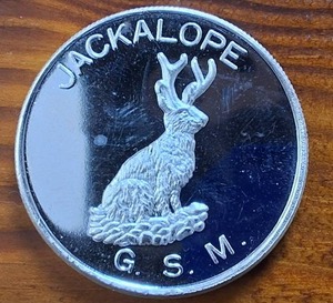 lot 400 image: Silver Bullion Coin (BU) .999 Fine Silver   World Trade Unit  �Jackalope�  GSM