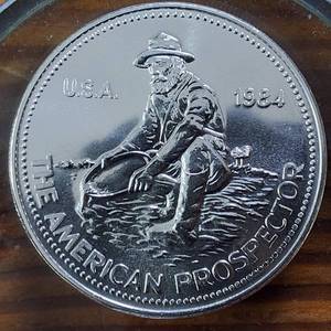 lot 350 image: Uncirculated Beauty 1984 ENGELHARD 1 oz .999 Bullion  �The American Prospector� Shine