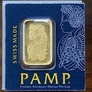 lot 352 image: Certified SUISSE 1 G FINE GOLD 999.9  Swiss Made PAMP  Fine Gold Bar Investment