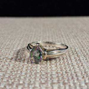 lot 196 image: Mystic Topaz Solitare - Pear Shape - .925 - Sterling Silver - Size 7.25 � 2.3g