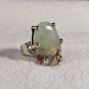 lot 217 image: Wide Band Ring - Adjustable - Moss Agate or Similar - Large 15 x 23mm Stone - 6.9g
