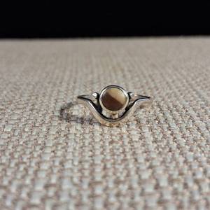 lot 226 image: Perfect Halves - Natural Solid Stone - Sterling Silver Ring - Size 5 - 1.5g - Yin Yang