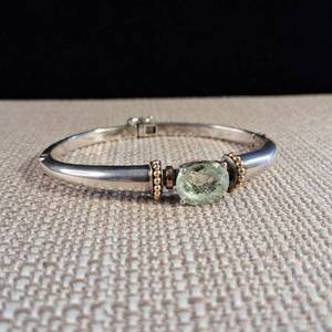 lot 295 image: Lorenzo - 18K Gold and .925 Sterling Silver  Beautiful Green Amethyst (Prasiolite) Stone � 24.1g