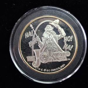 lot 74 image: (1987) 1 Troy Ounce .999 Silver Round featuring �THE JOKER� AMC Mint Cartoon Celebrity Series