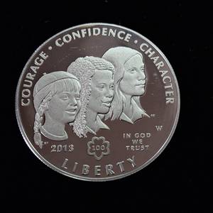 lot 207 image: 2013 Girl Scouts Centennial Silver Dollar  West Point  90% Silver, 26.73 grams