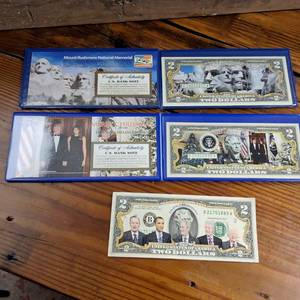 lot 422 image: Two dollar  Two Dollar  Two Dollar   Most unique collection of two dollar bills, ever