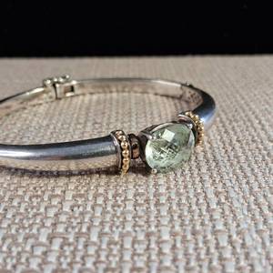 lot 295 image: Lorenzo - 18K Gold and .925 Sterling Silver  Beautiful Green Amethyst (Prasiolite) Stone � 24.1g