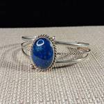 Cuff bracelet - Large blue Focal Lapis Lazuli stone - 18.6g 925 - Sterling Silver  Nice!