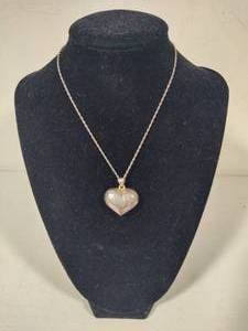 lot 52 image: 925 Sterling Heart Pendant & Chain
