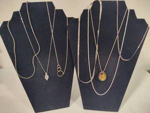 lot 55 image: 925 Lucas Lameth Caged PendantNecklace & Misc Sterling NecklacesPendants