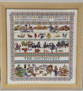 lot 37 image: The Southwest Counted Cross Stitch Framed Art