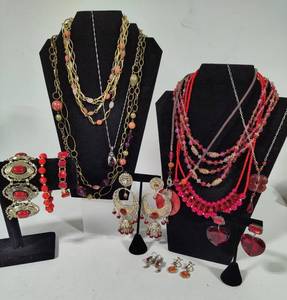 lot 62 image: Beautiful Reds  Lot of Assorted Costume Jewelry