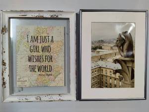 lot 105 image: Marilyn Monroe Quote Framed & Gargoyle Framed Art