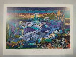 lot 109 image: Late Night Loons SignedNumbered by Minnesota Artist Barbara Dettler