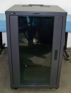 Middle Atlantic Audio Video (AV) Equipment Rack with Lockable Smoked Glass Front, Lockable Sides and Back with (2) Fans and on Lockable Casters