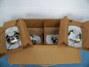 (4) Atlas Sound  AtlasIED UHT-70-C Speakers 8 Fire Signaling In-Ceiling Audio Speakers with 70V Transformer - NEW IN BOX