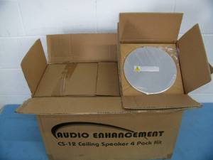 (4) Audio Enhancement CS-12 Advanced Round White 50-Watt Pro Audio Ceiling Speakers - NEW IN BOX