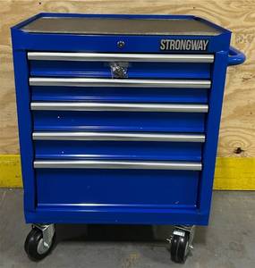 lot 21 image: Strongway 5-Drawer Rolling Cabinet, 26in.W x 18in.D x 33.7in.H, 600-Lb. Capacity #6545167 Msrp $329.99