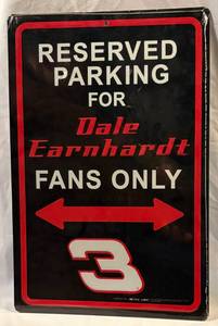 lot 34 image: Metal Sign Reserved Parking for Dale Earnhardt Fans Only