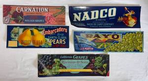 lot 117 image: Collection of Vintage Fruit Crate Labels