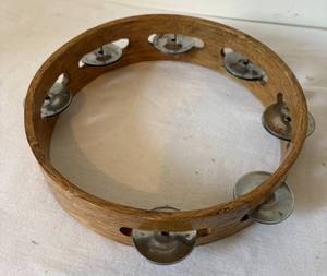 lot 126 image: Vintage Wooden Tambourine