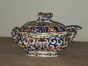 Vintage Porcelain Bowl by Royal Vienna RB Austria 8 x 5 x 5 with Matching Ladle