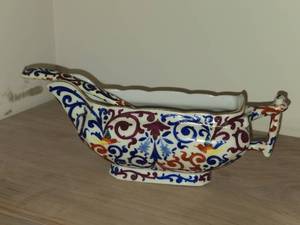 Vintage Porcelain Gravy Bowl by Royal Vienna RB Austria 8 12 x 3 12 x 3 with Matching Ladle