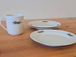 Porcelain Dishwares by Porsgrund (Bavaria Germany) - (3) 6-34 Salad Plates and (1) 3 Coffee Cup