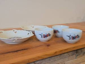 Lot of (5) Porcelain Bowls by Villeroy & Boch  Floral Design (on outside)  3-12 x 3-34 (x3) and 8D x 1.5 (x2)
