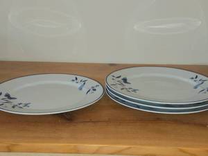 Lot of (4) 11 Porcelain Dinner Plates - Bluebird Butterfly by Porsgrund (Norway)
