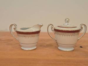 Porcelain Sugar Bowl and Creamer by Noritake  Rubeta pattern