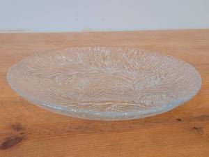 10 Furu Crystal Glass Serving Plate by Hadeland (Norway)  Textured Pine pattern