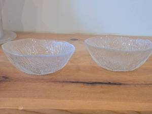 Lot of (2) Furu Crystal Glass Compote Dish by Hadeland (Norway)  Textured Pine pattern