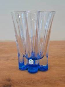 Vintage Handpainted Art Glass Table Vase by Sea Glasbruk (Kosta Sweden) (blue)