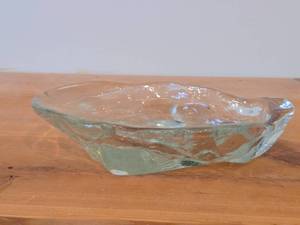 Translucent Green Glass Serving Bowl  Dish (oyster shell)