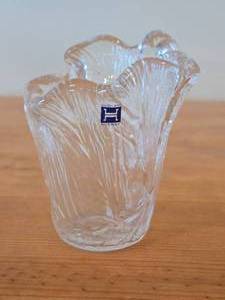 Vintage Furu Crystal Glass Tea Light Candleholder / Handkerchief Vase by Hadeland Glasswerk (Norway)