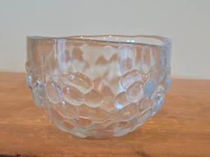 Vintage Medium Crystal Bowl by Ann Warff for Kosta Boda (Late 1960s - Early 1970s)  Grape pattern