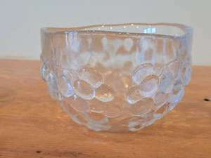 Vintage Medium Crystal Bowl by Ann Warff for Kosta Boda (Late 1960s - Early 1970s)  Grape pattern