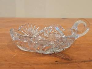 Vintage 1950s American Brilliant Period Hand-Blown  Hand-Cut Lead Crystal Glass Nappy Dish