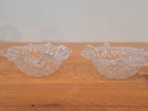 Lot of (2) Vintage Handcrafted Clear Art Glass Bowls by Magnor Glasswerk (Norway)  Textured pattern
