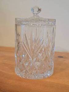 Vintage Bohemian Czech Republic 24% Cut Lead Crystal Biscuit Barrel Jar with Lid