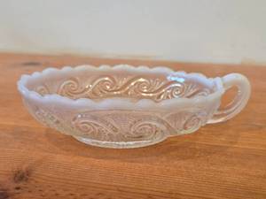 Vintage Opalescent Glass Nappy  Candy Dish by Jefferson Glass Co (Early 1900s)  Sea Spray pattern